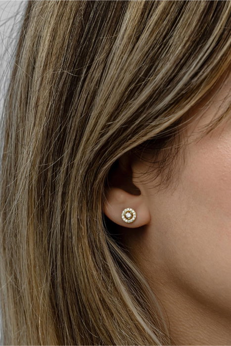 Heliophilia Silver Pendientes de Plata de Ley 925 con Baño de Oro y Circón